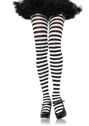 Nylon Stripe Tights Black / White