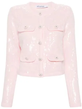 Pink Sequin Knit Cardigan