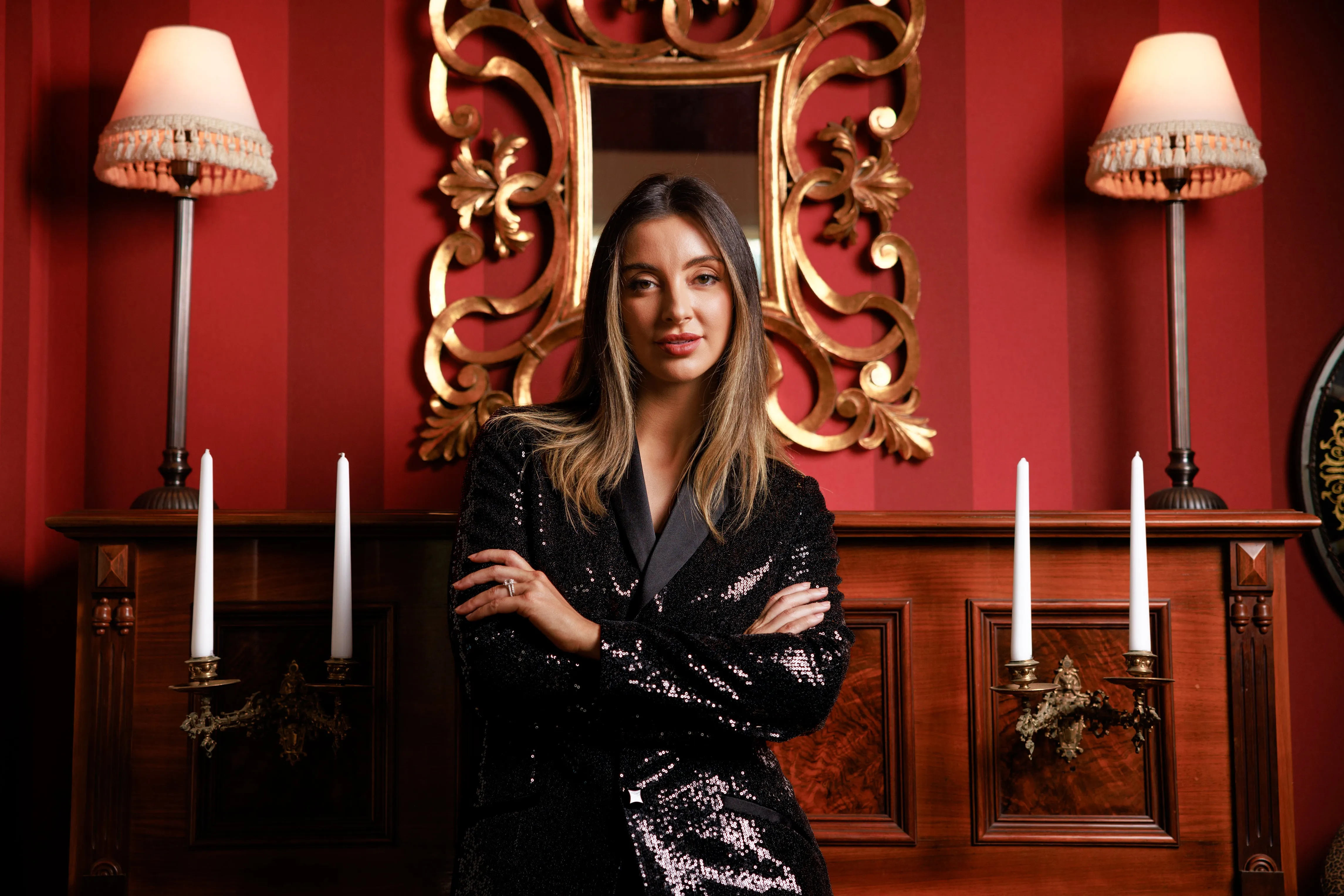 PRINCE Satin Collar Sequin Jacket