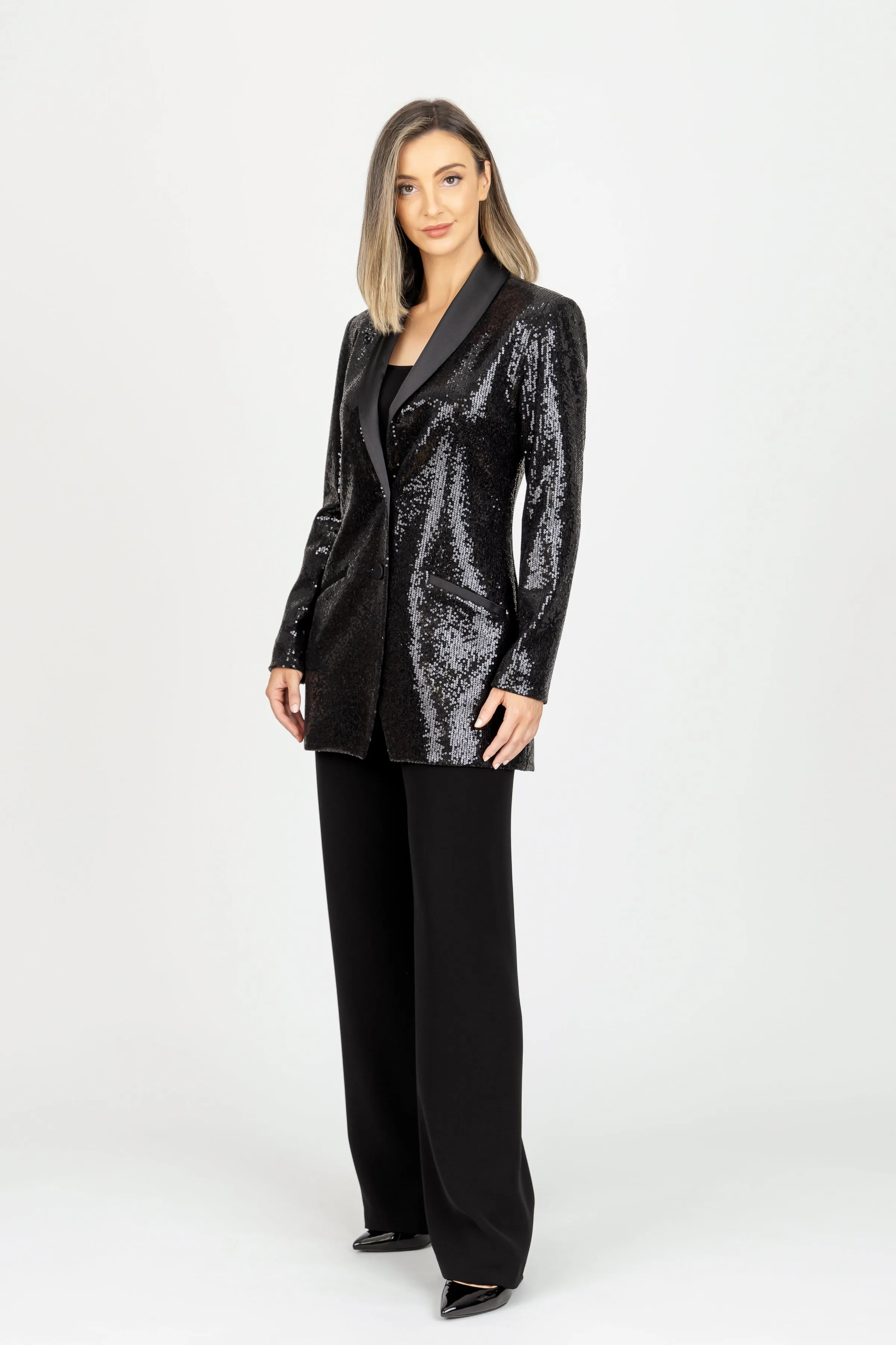 PRINCE Satin Collar Sequin Jacket