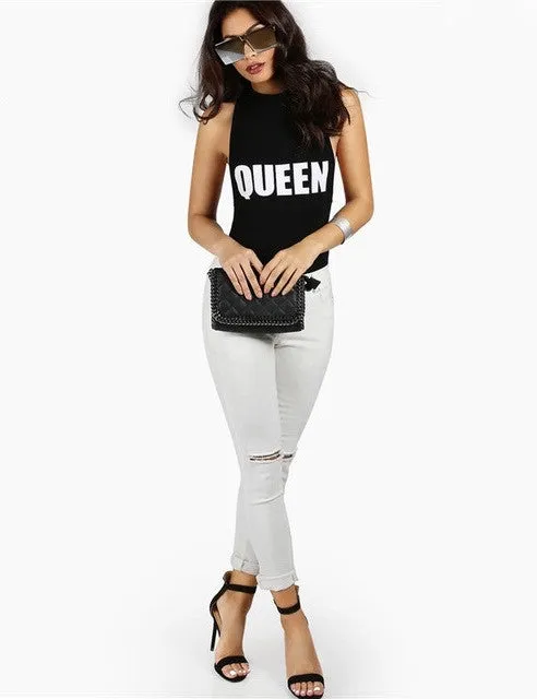 Queen mock neck bodysuit top