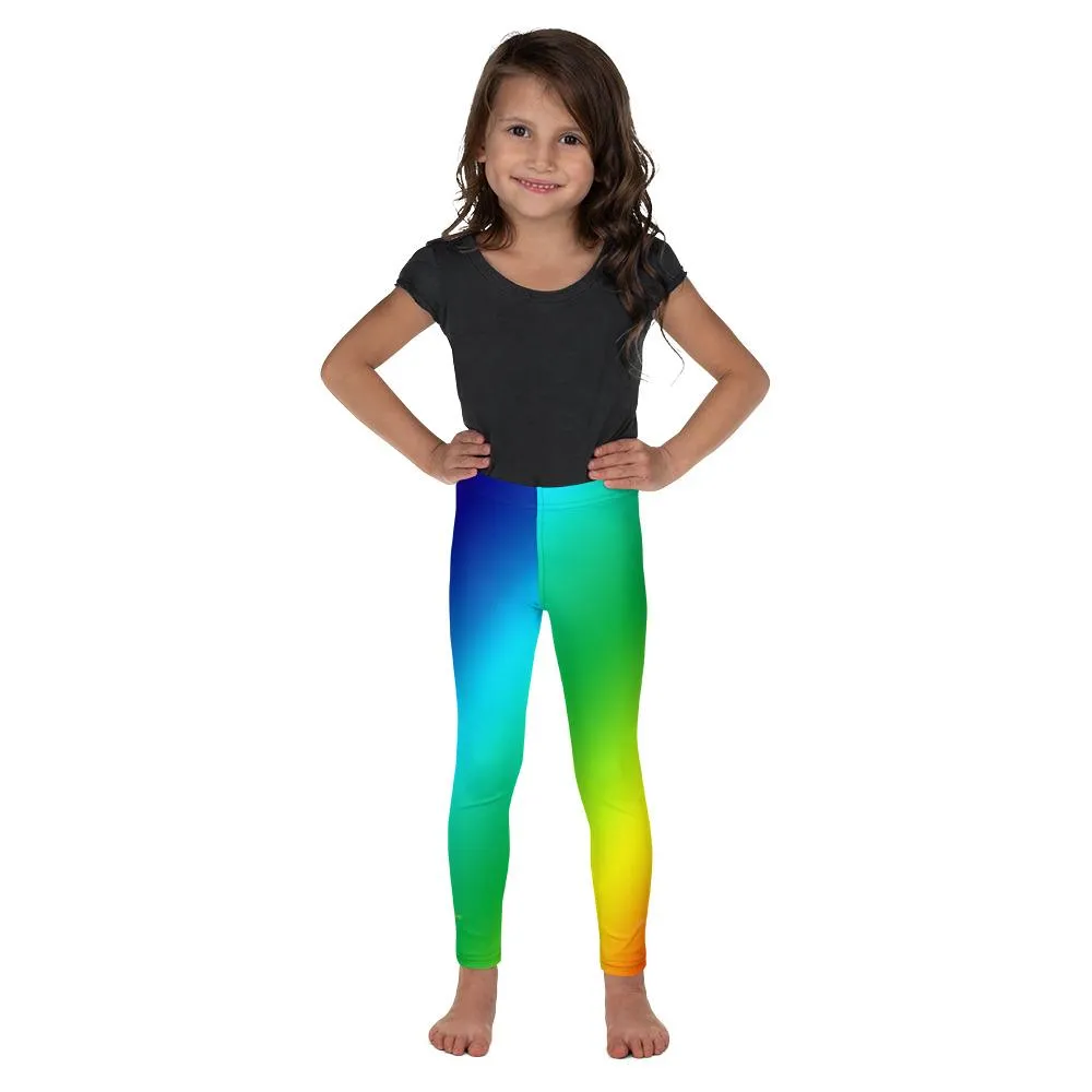 Rainbow Ombre Print Girl's Pants, Kid's Leggings Fitness Pants, Running Tights - Made in USA/EU