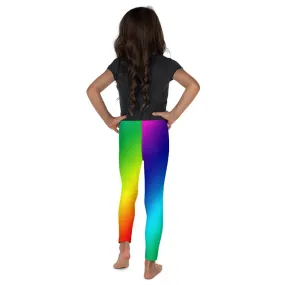 Rainbow Ombre Print Girl's Pants, Kid's Leggings Fitness Pants, Running Tights - Made in USA/EU
