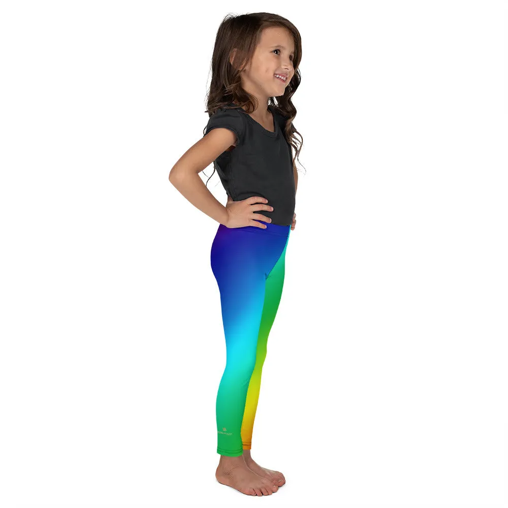 Rainbow Ombre Print Girl's Pants, Kid's Leggings Fitness Pants, Running Tights - Made in USA/EU
