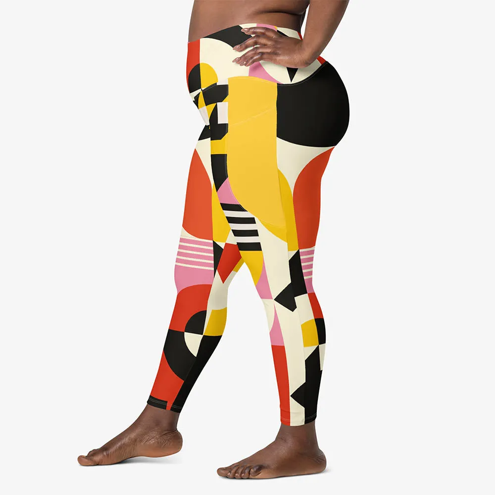 Recycled Printed Leggings "Design Delight" Orange/Yellow/Pink with Pockets