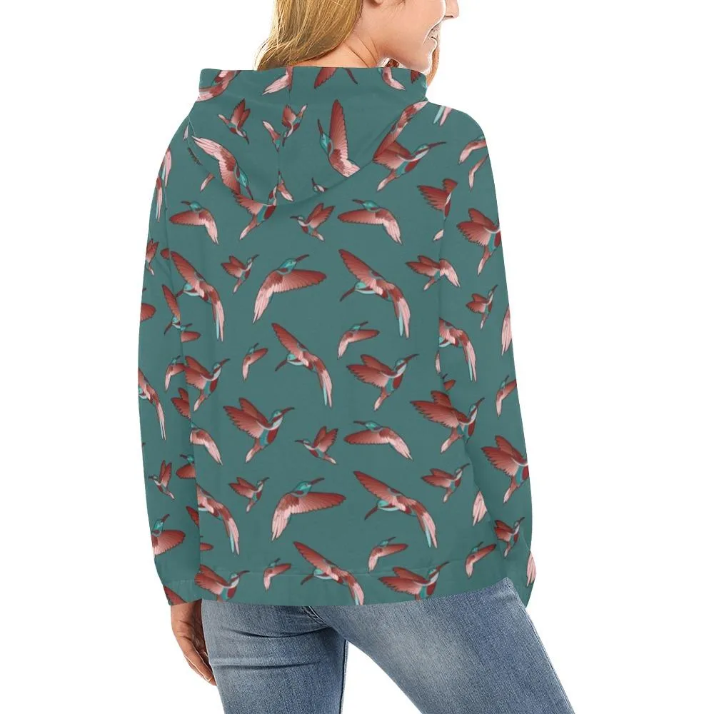 Red Swift Turquoise Hoodie for Women (USA Size)