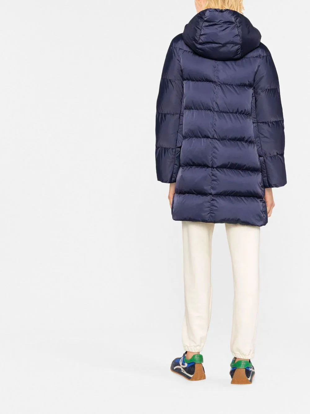 Satin finish hooded padded coat