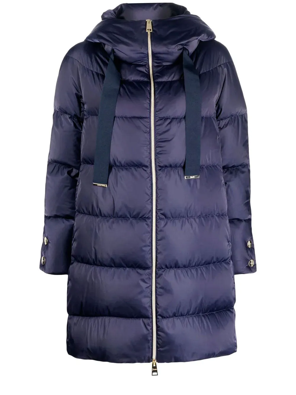 Satin finish hooded padded coat