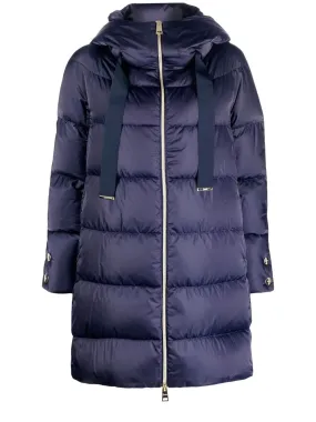 Satin finish hooded padded coat