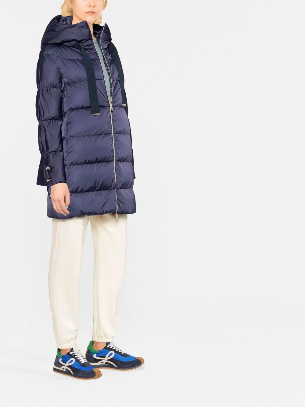 Satin finish hooded padded coat