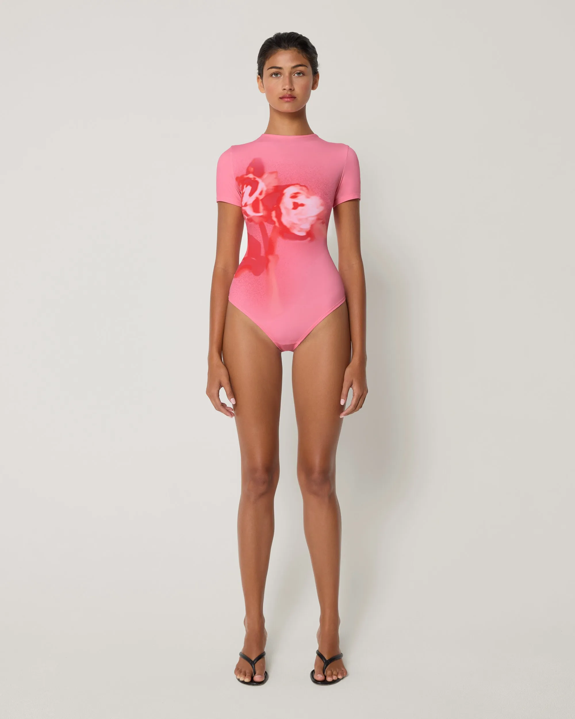 Smooth Stretch Open Back Bodysuit | Pink Peony