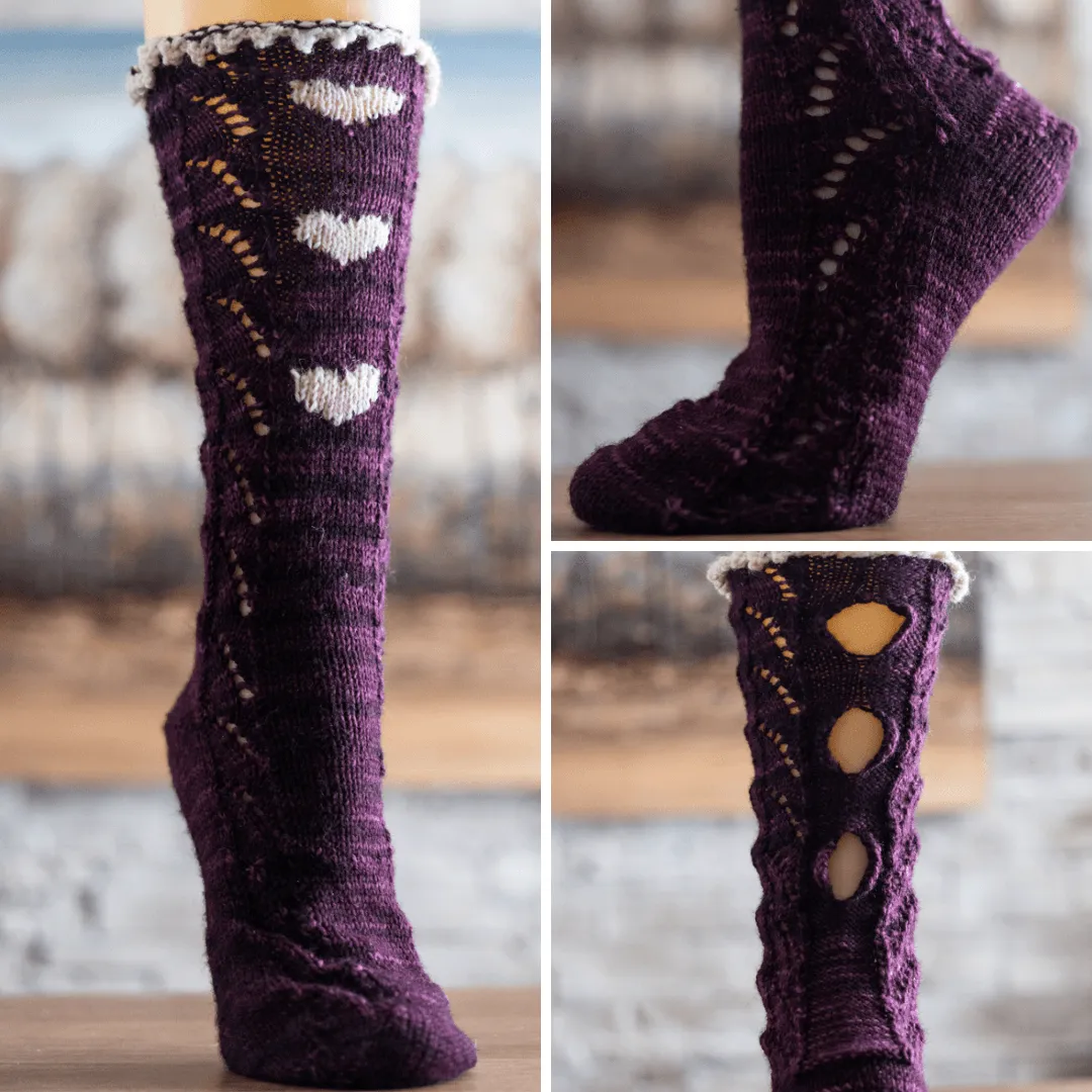 Socks pattern Three of heart