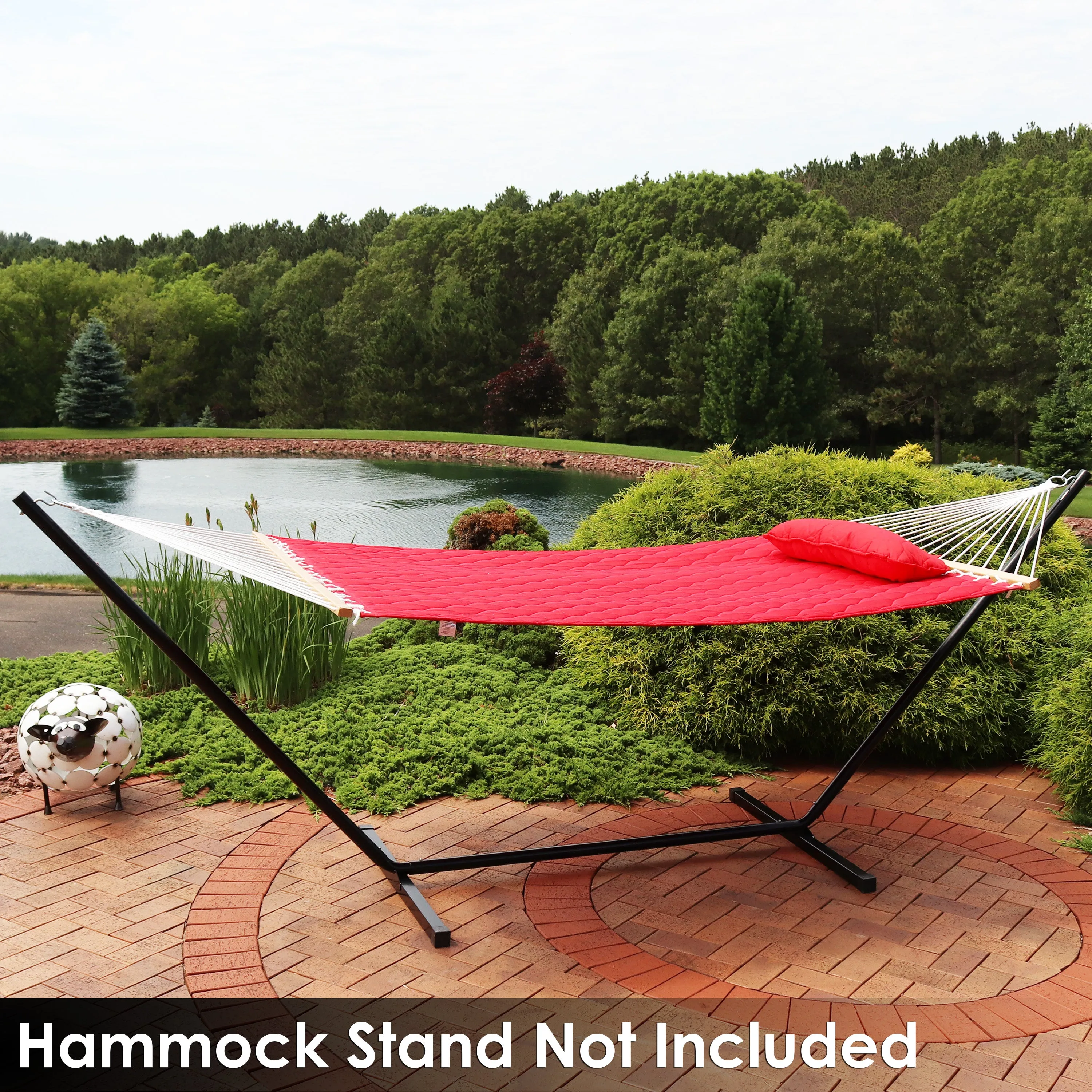 Sunnydaze 2-Person Quilted Hammock with Bolster Pillow