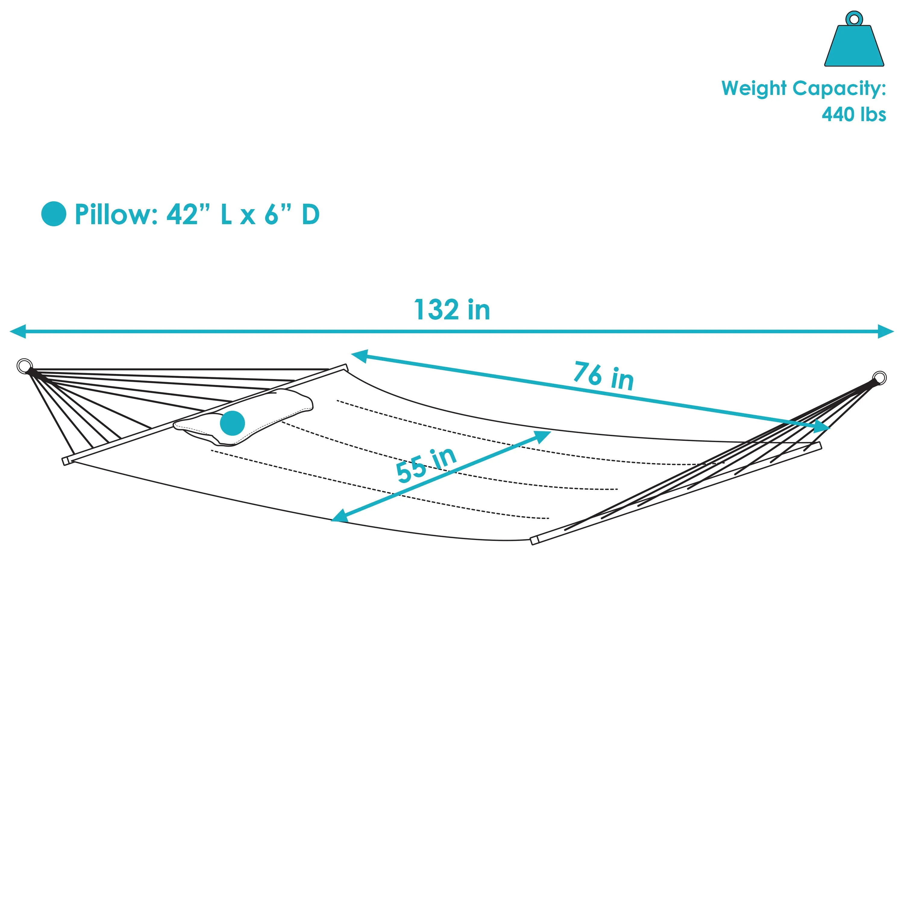 Sunnydaze 2-Person Quilted Hammock with Bolster Pillow