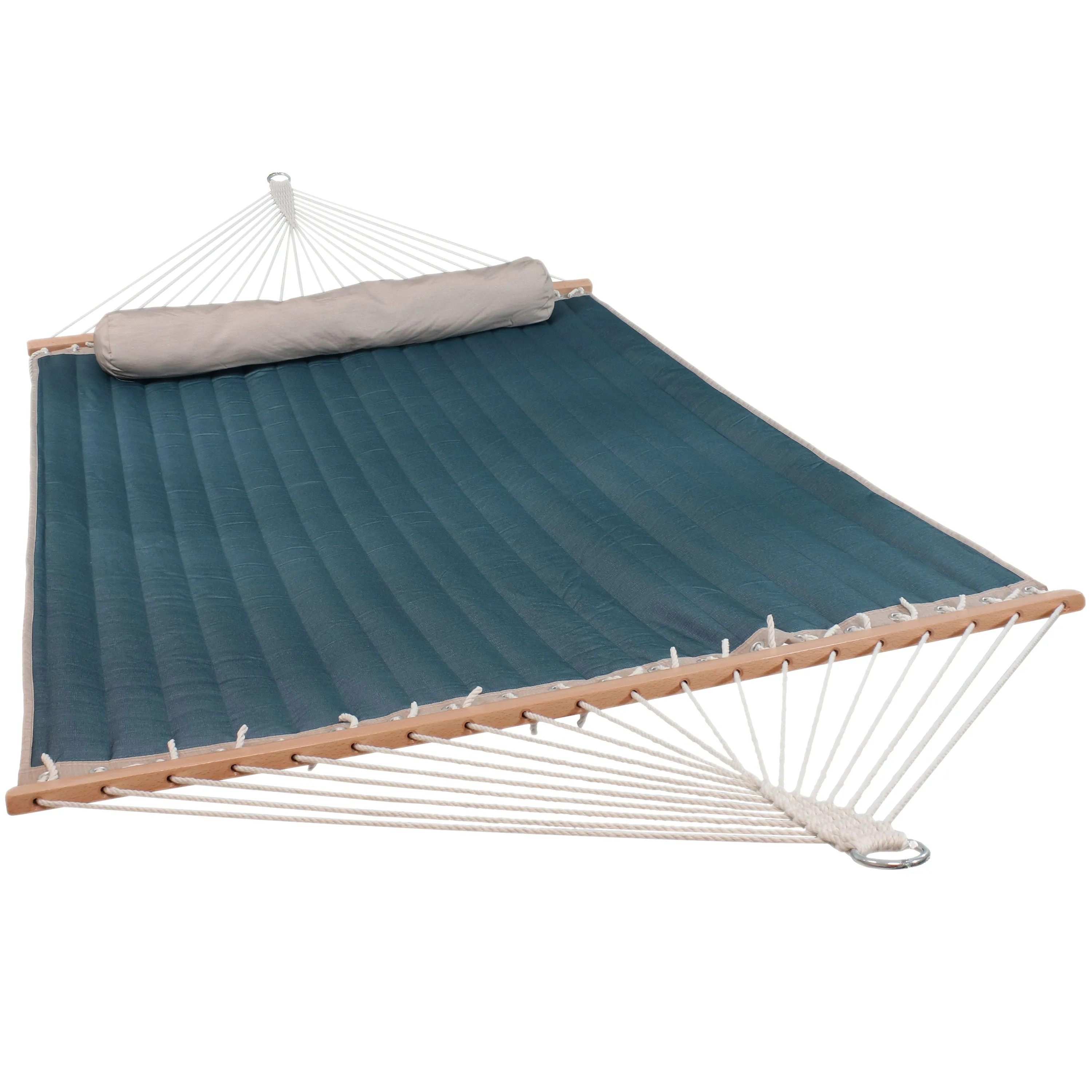 Sunnydaze 2-Person Quilted Hammock with Bolster Pillow