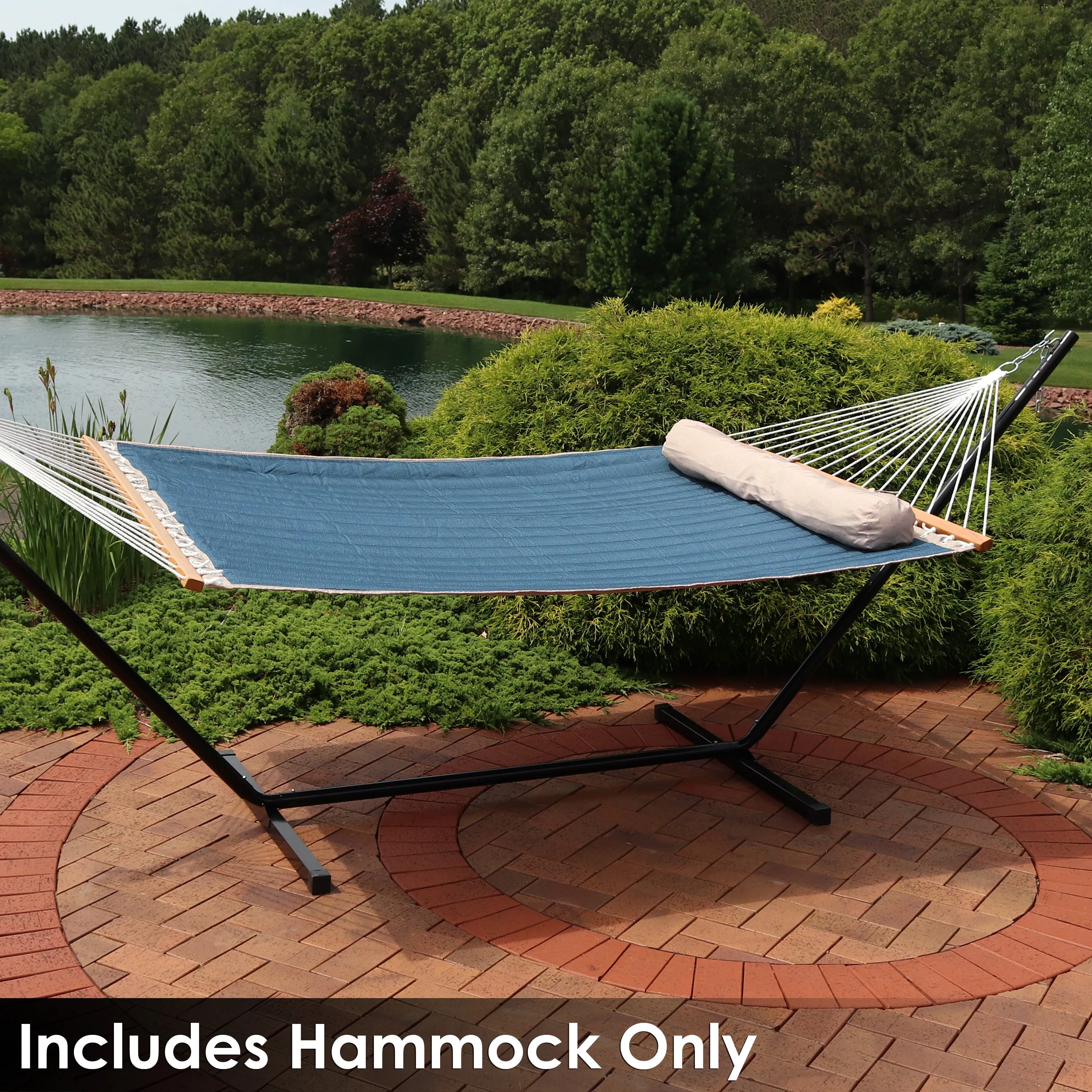 Sunnydaze 2-Person Quilted Hammock with Bolster Pillow