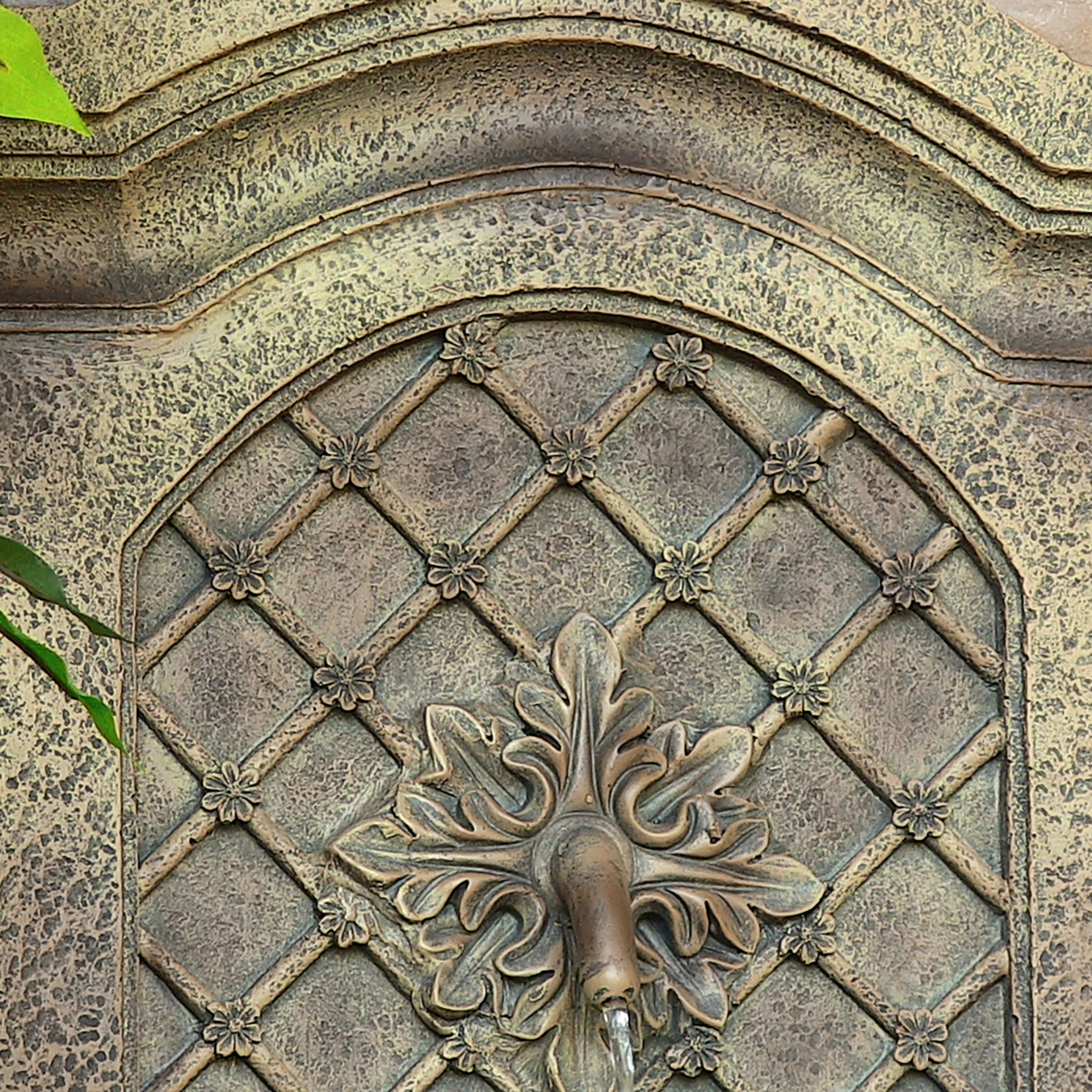 Sunnydaze Rosette Solar Wall Fountain with Battery Backup