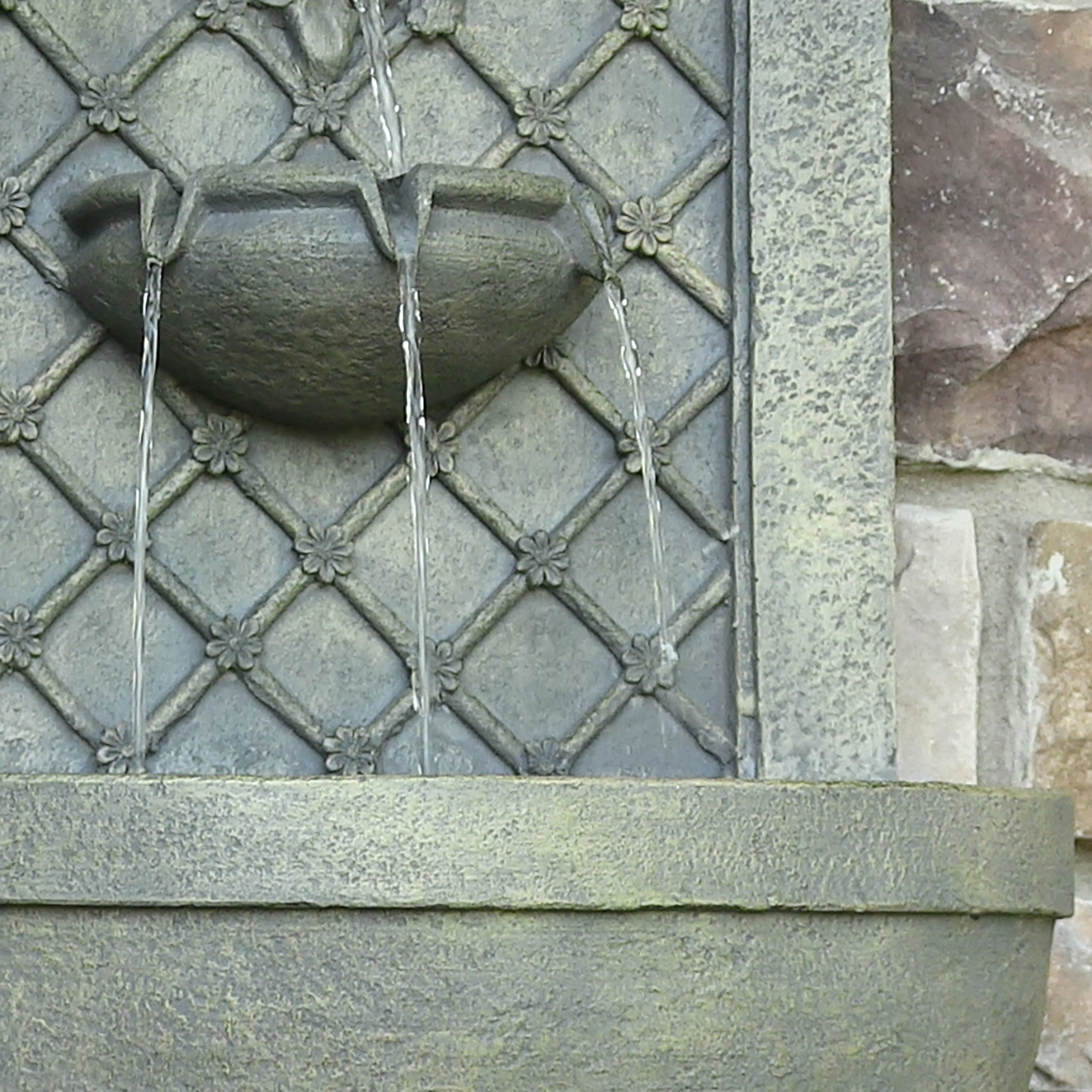 Sunnydaze Rosette Solar Wall Fountain with Battery Backup