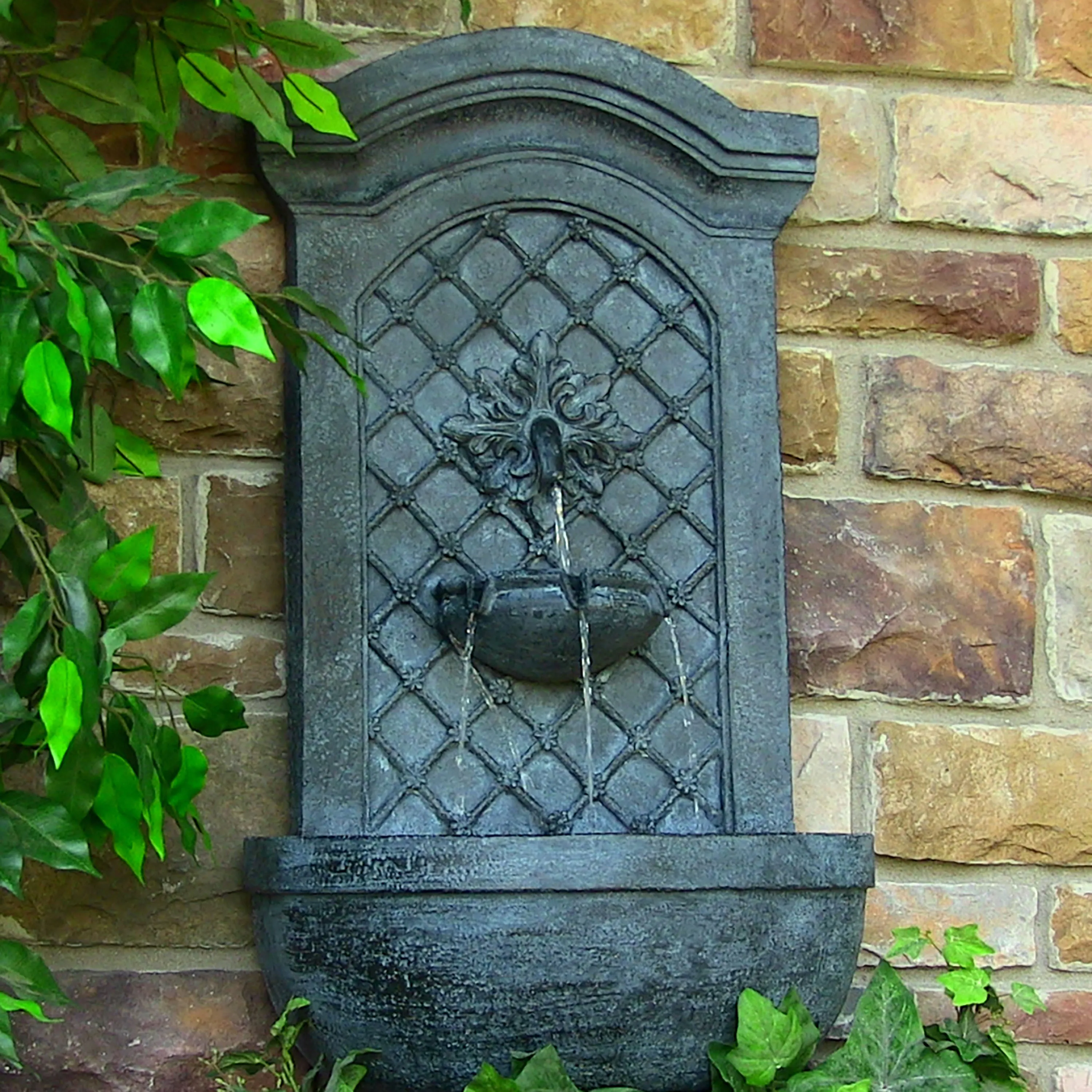 Sunnydaze Rosette Solar Wall Fountain with Battery Backup