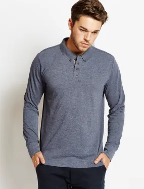 Tokyo Laundry Lowell long sleeved polo in navy