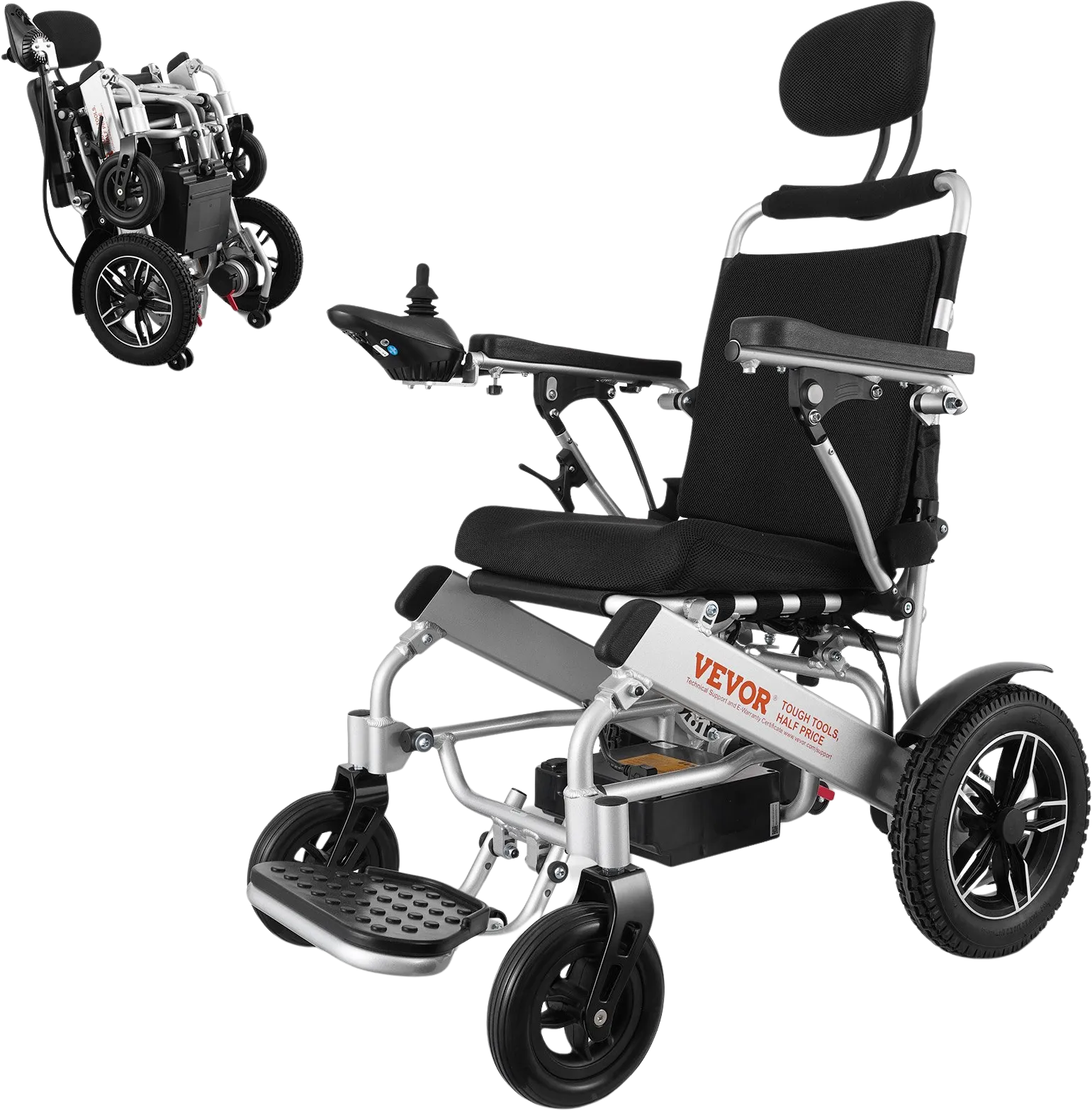 Vevor Electric Wheelchair 17.7" Width Foldable with 300 lbs. Capacity 3.7 MPH 12.5 Mile Range New