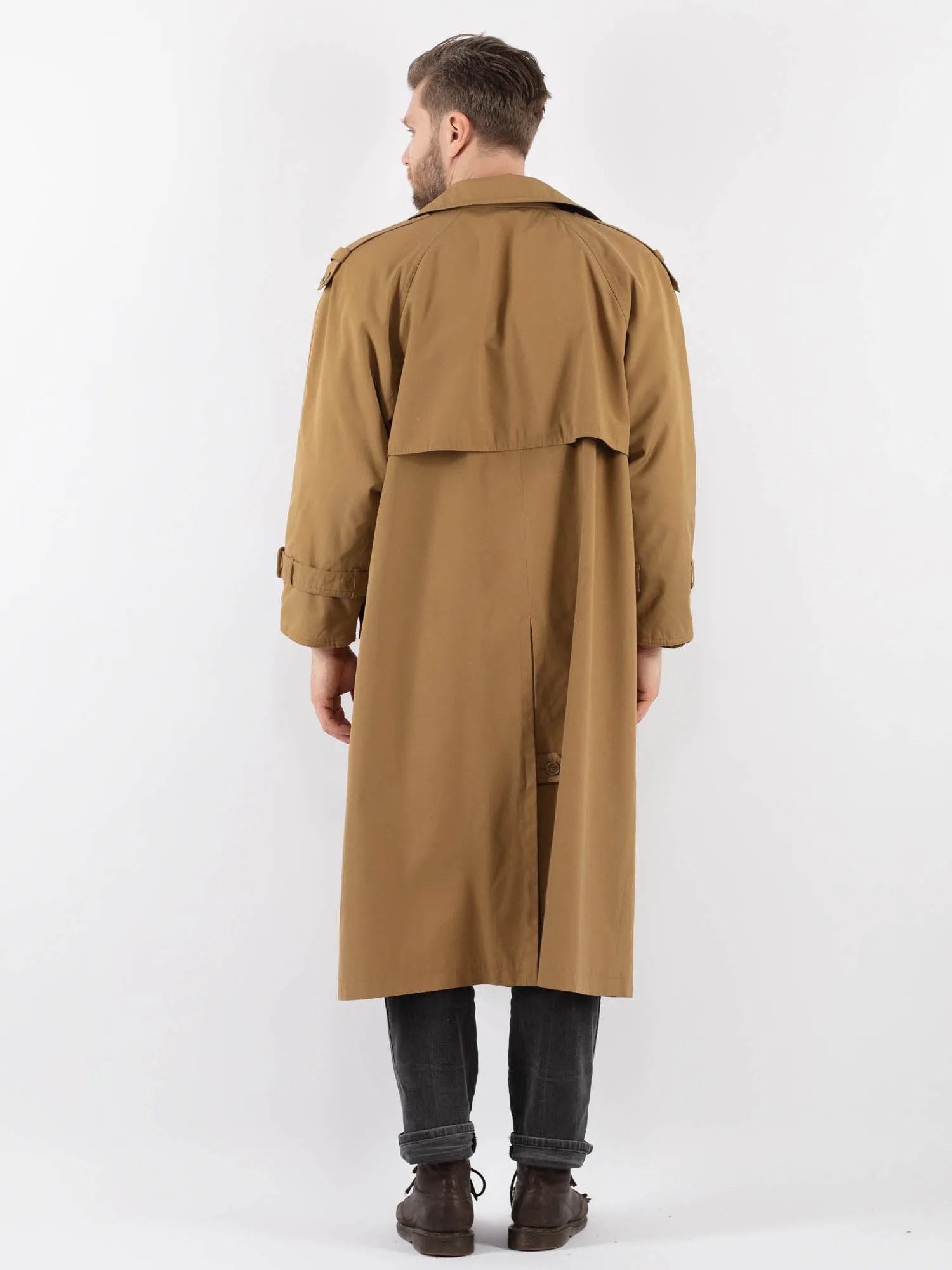 Vintage 80's Men Trench Coat in Beige
