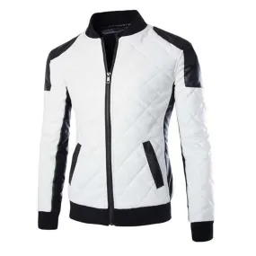 White Black Fashion Biker Jacket