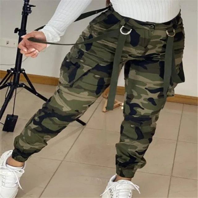 women 2021 European and American army green casual Dual-use overalls trousers