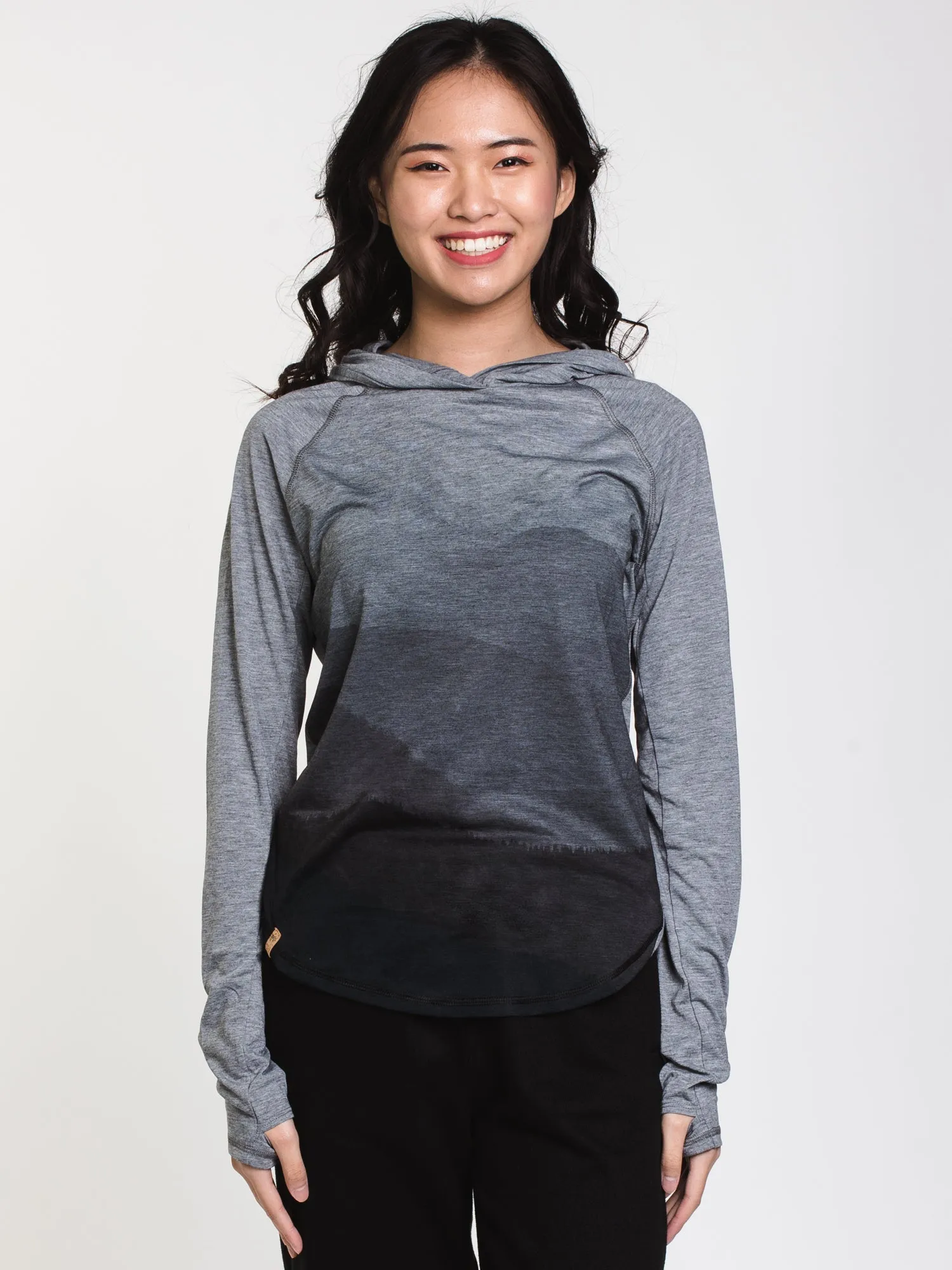 WOMENS DESTINATION PULLOVER HOODIE - GREY - CLEARANCE