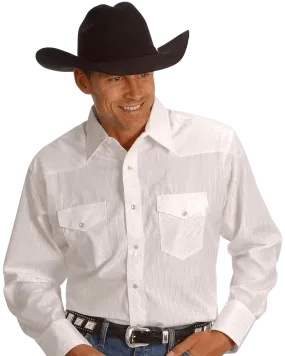 Wrangler Men's Long Sleeve Dobby Stripe Snap Shirt - Big