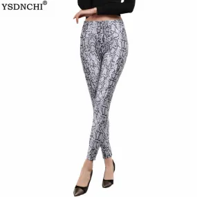 YSDNCHI High Waist Legging Breathable Slim Snake Printing Leggings Push Up Elastic Leggin Slim Ladies Trousers Stretch Legging